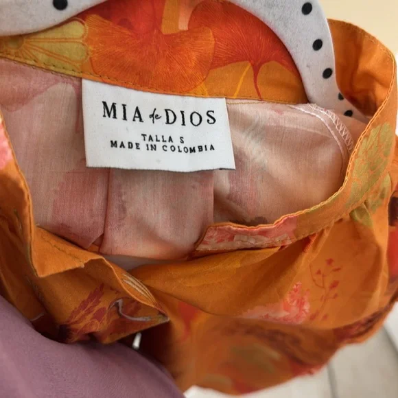 Mia de Dios Anthropologie Orange Asymmetrical Blouse with Mandarin Collar, S - Picture 10 of 10